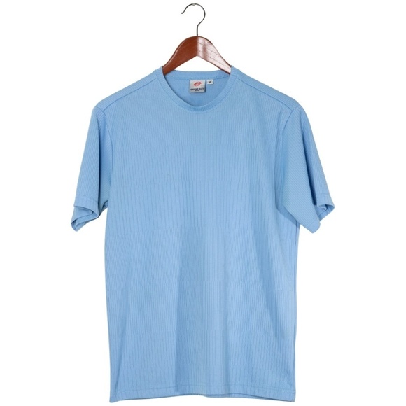 Anchor Blue Ribbed Shirt Baby Blue Medium 90s Fitted Eurotrash Classic - Picture 1 of 11